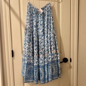 Blue and White Tiered A-line Maxi Skirt for Resort Wear NEW WITH TAGS.💙🤍
